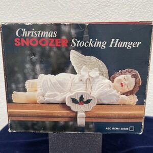 Angel CHRISTMAS STOCKING HANGER "SNOOZER" vtg